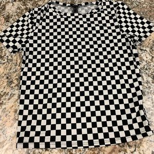 Checker Print Fitted T Shirt